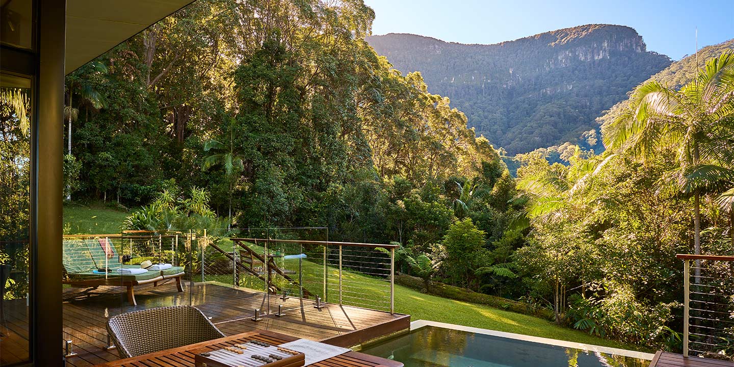 Mount Springbrook in the morning with a romantic game of backgammon