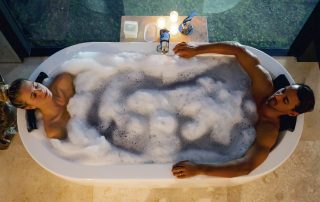 Relax with your partner in a double spa bath